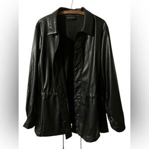 Lane Bryant Faux Leather Jacket Size 24 Fall Classic Tie Waist